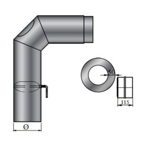 ΣΕΤ Καμινάδας μαύρη με Γωνιά 90ο Φ150 x 600 mm