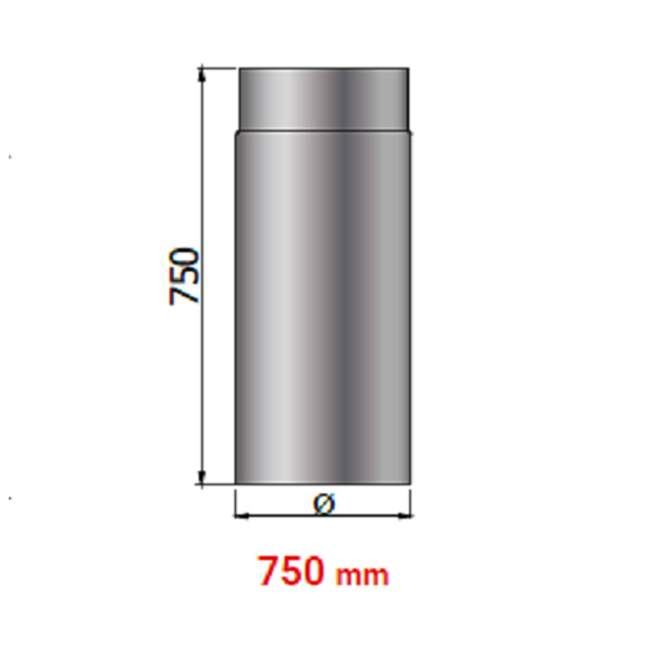 Καμινάδα γκρι Φ180 x 750 mm
